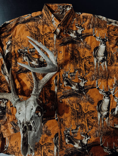 Orange Whitetail Button Up