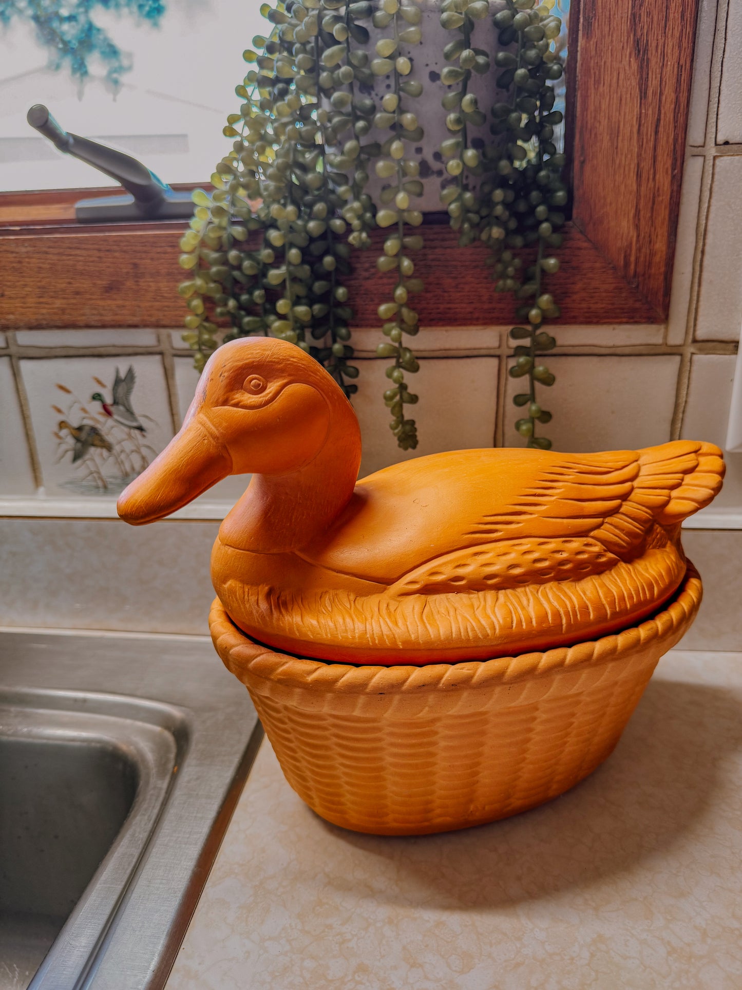 Vintage Duck Terracotta Dish