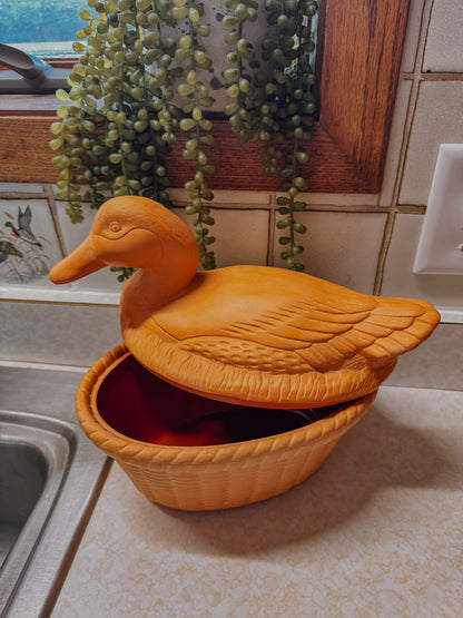 Vintage Duck Terracotta Dish