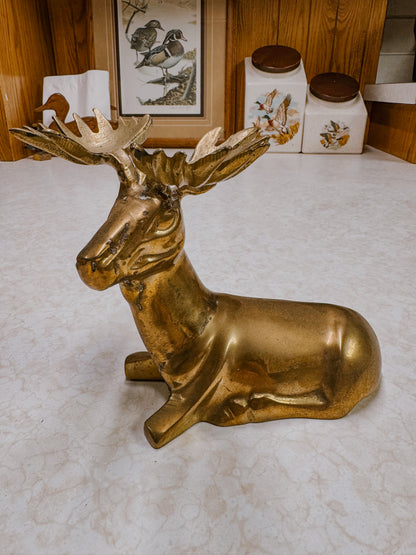 Vintage Brass Moose and Antler Decor Bundle