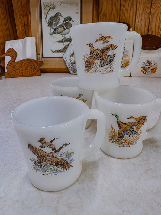 Vintage Game Bird Coffee Mugs Set of Four