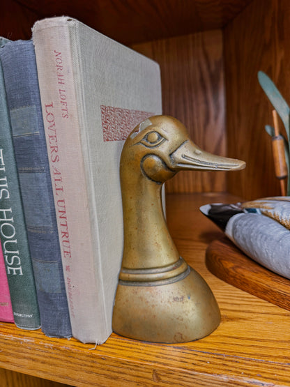 Vintage Brass Duck Head Bookends Set of Two