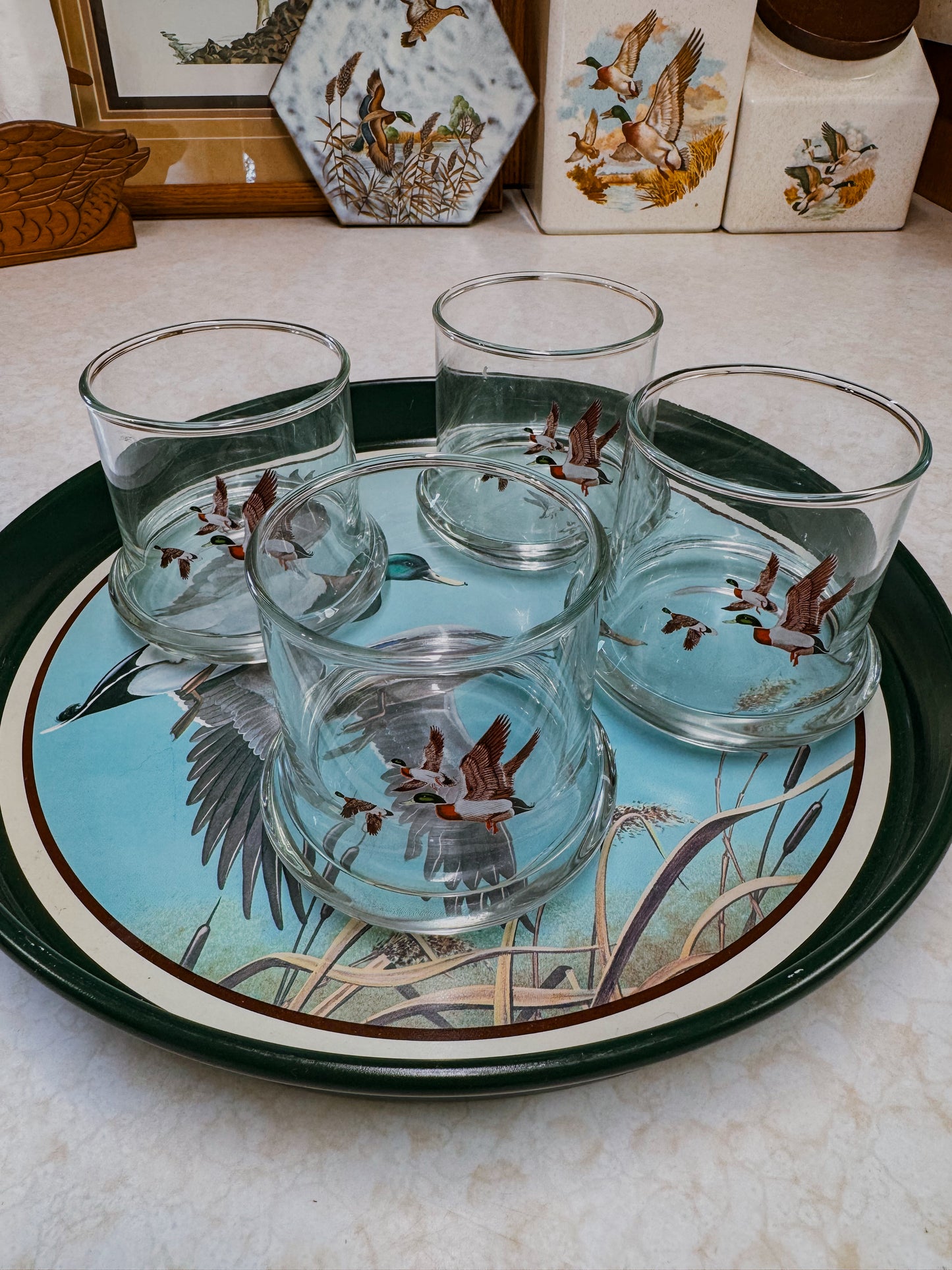 Vintage Mallard Barware Set with Serving Tray