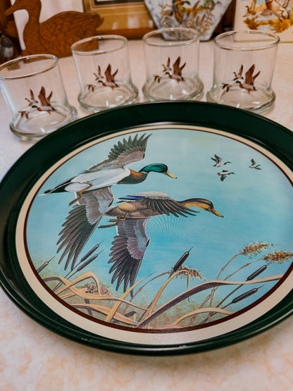 Vintage Mallard Barware Set with Serving Tray