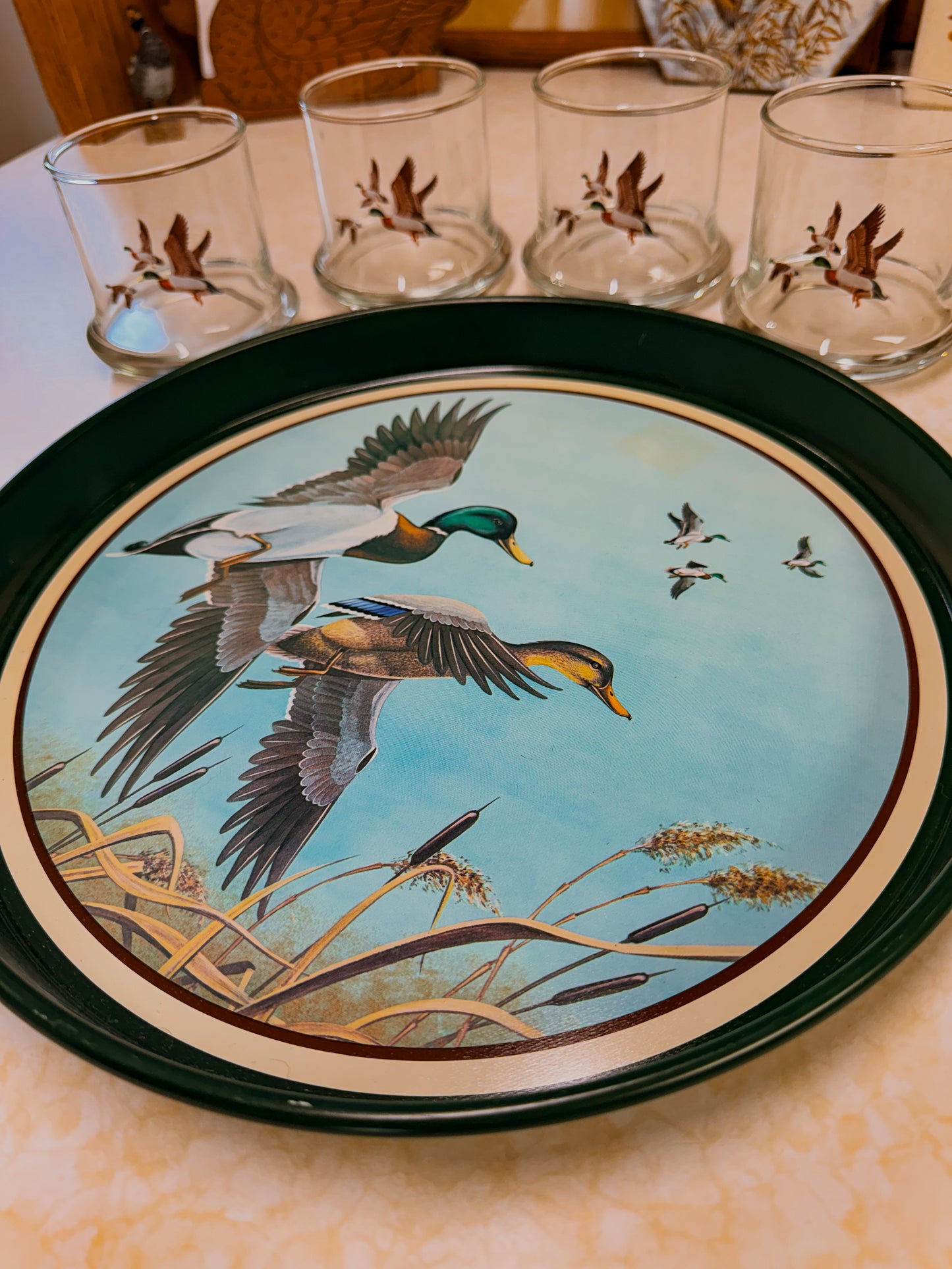Vintage Mallard Barware Set with Serving Tray