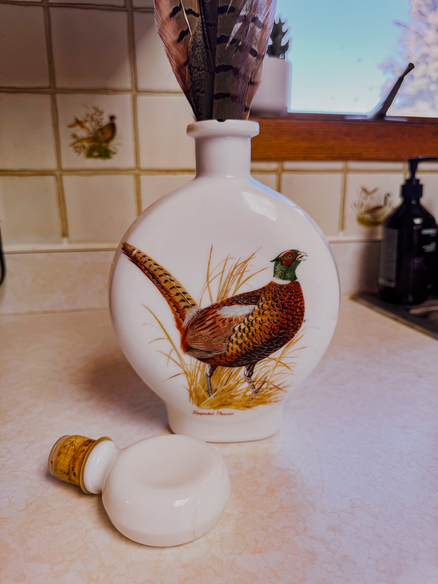 Vintage Ringneck Pheasant Decanter and Stein Set