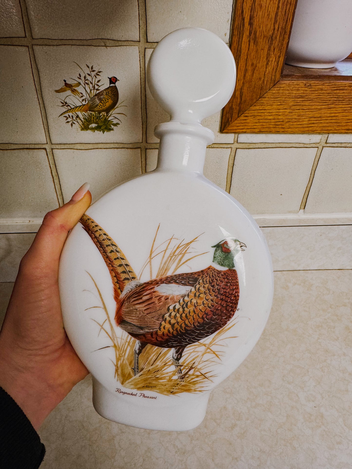 Vintage Ringneck Pheasant Decanter and Stein Set