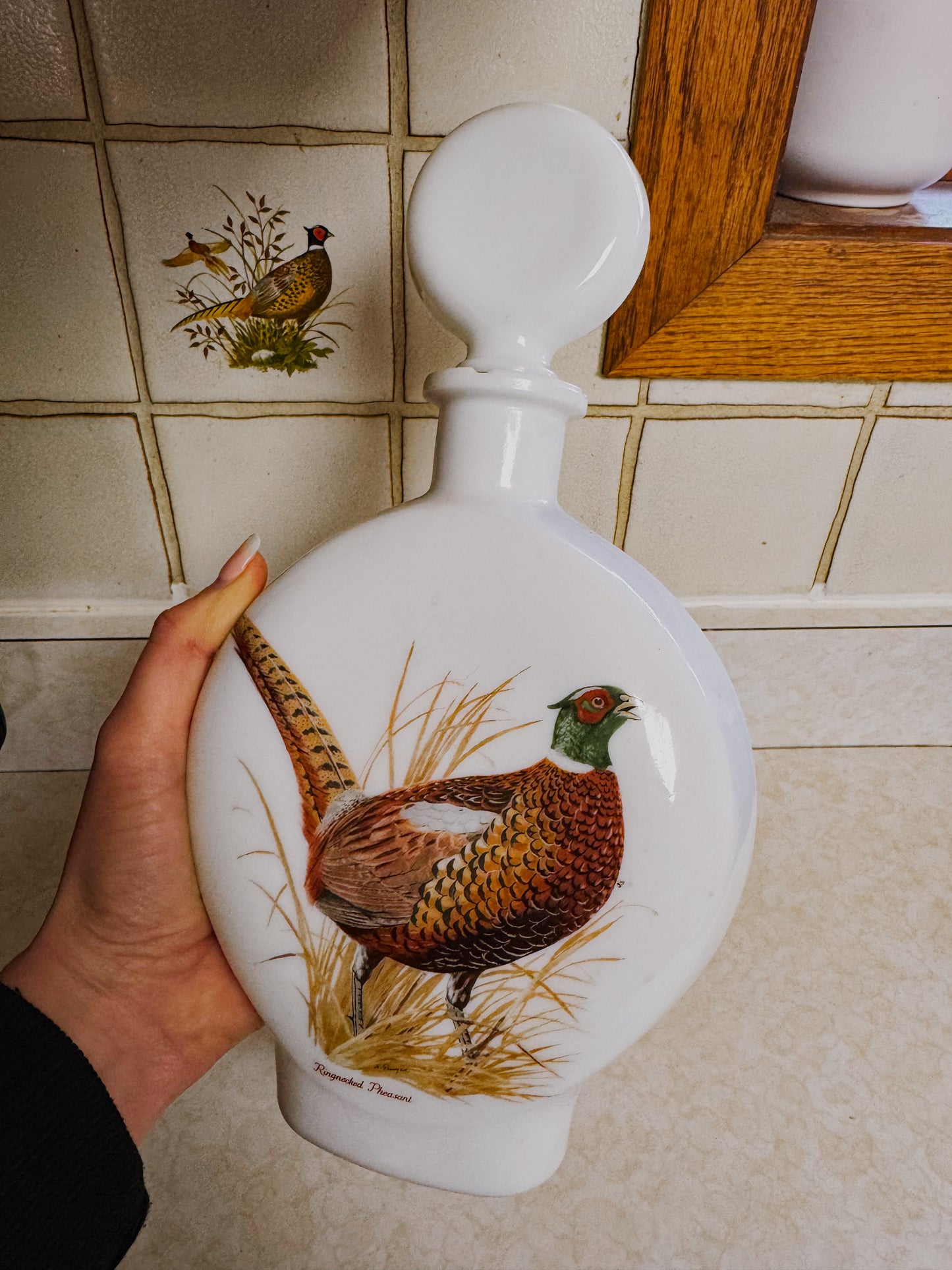 Vintage Ringneck Pheasant Decanter and Stein Set