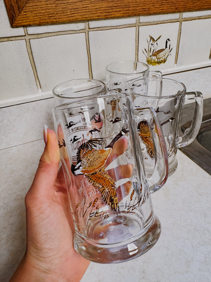 Set of Four Vintage Schmidt Beer Canada Goose Collector Series Glass Mugs