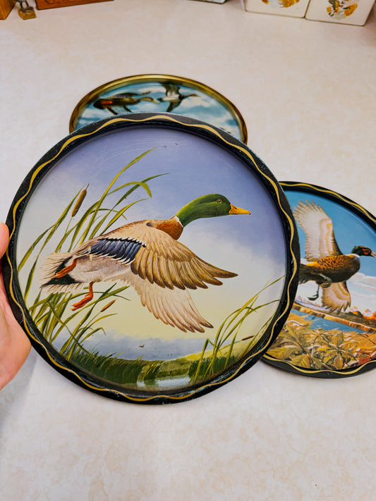 Set of Three Vintage Wildlife Decorative Tins